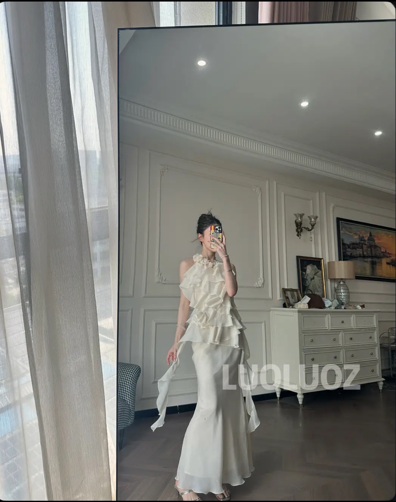 【现货】LUOLUOZ【百花宴会】绝美气质无规则设计感长款连衣裙JF645