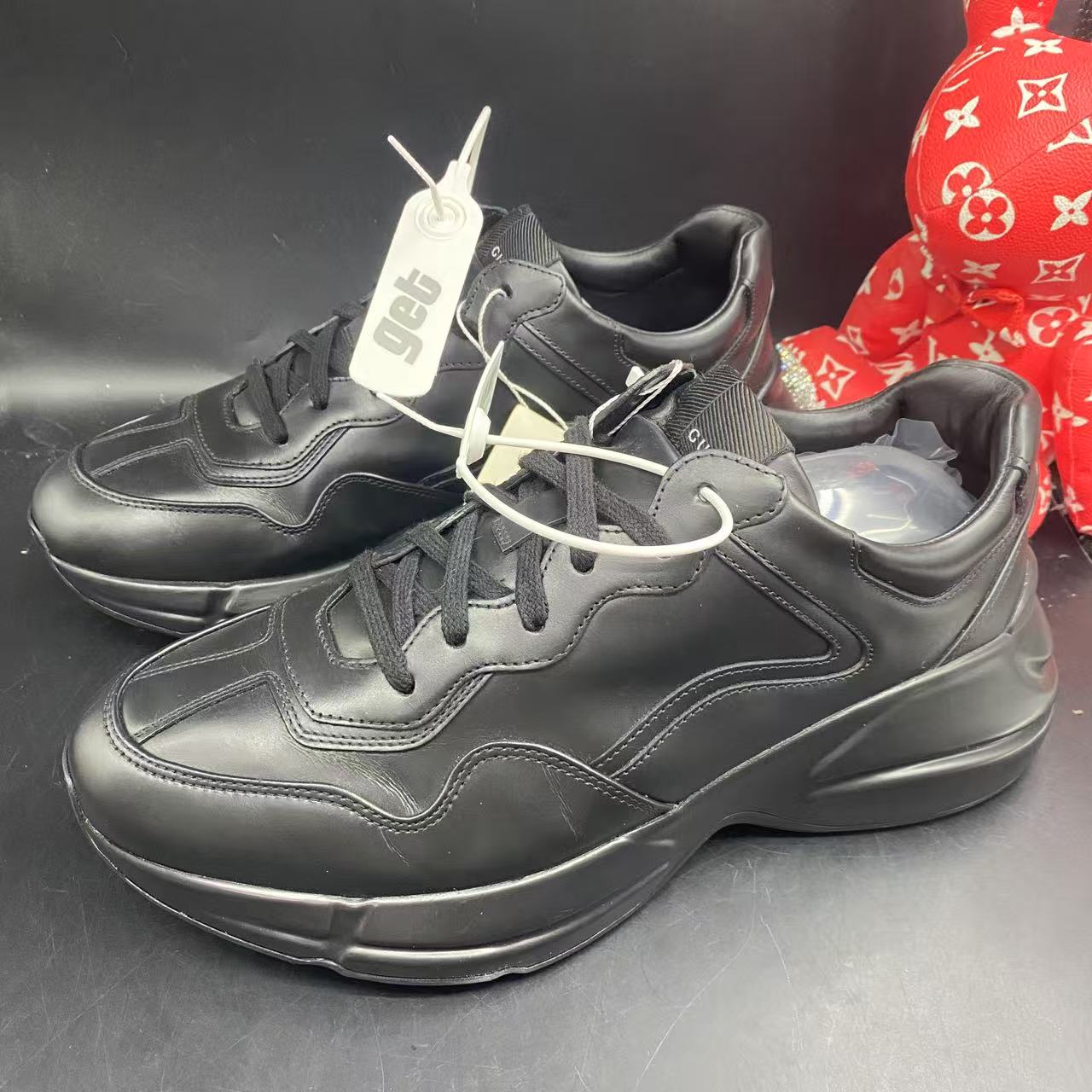 95新 GUCCI/古驰 黑色黑武士厚底老爹鞋39.5欧码