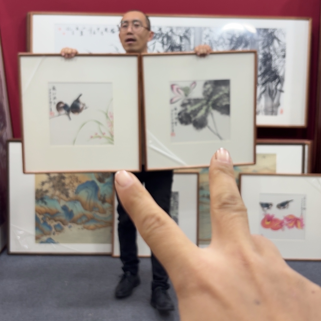 国画手绘作品带框包邮