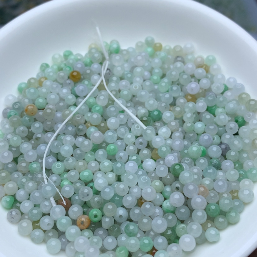 【闪购商品】翡翠手链未镶嵌卡3.5冰淡三彩100颗