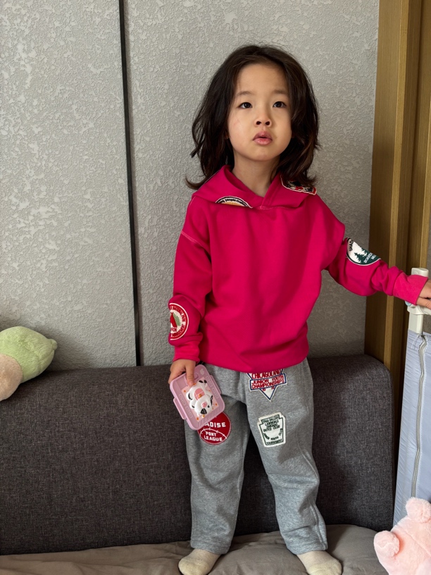 【旺崽童装】儿童NDL贴布连帽卫衣休闲洋气毛圈