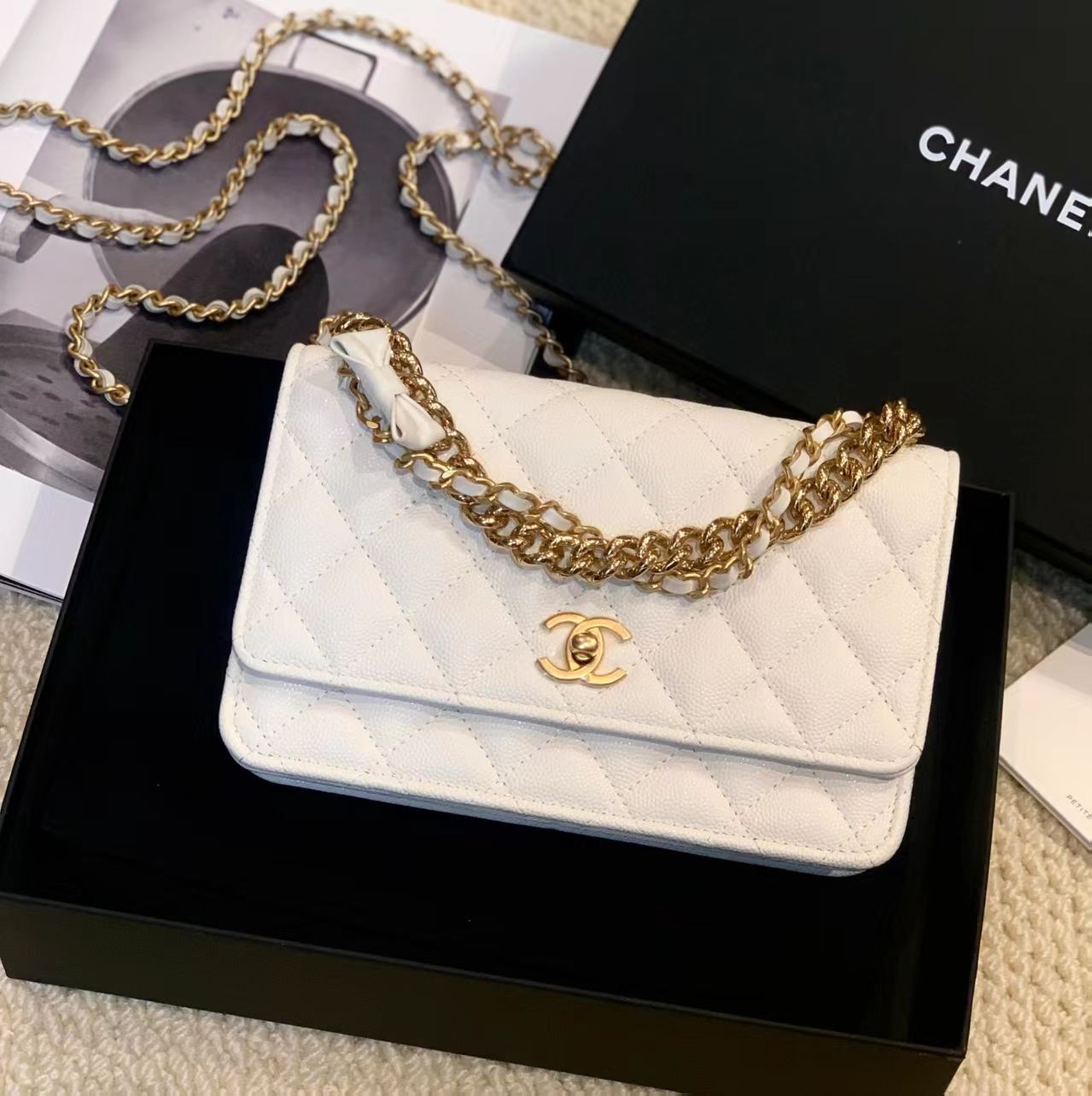 99新 Chanel/香奈儿  壹臻娇/24S白金牛蝴蝶结woc 33550535