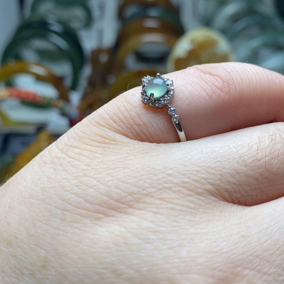 翡翠戒指银S925镶嵌戒指