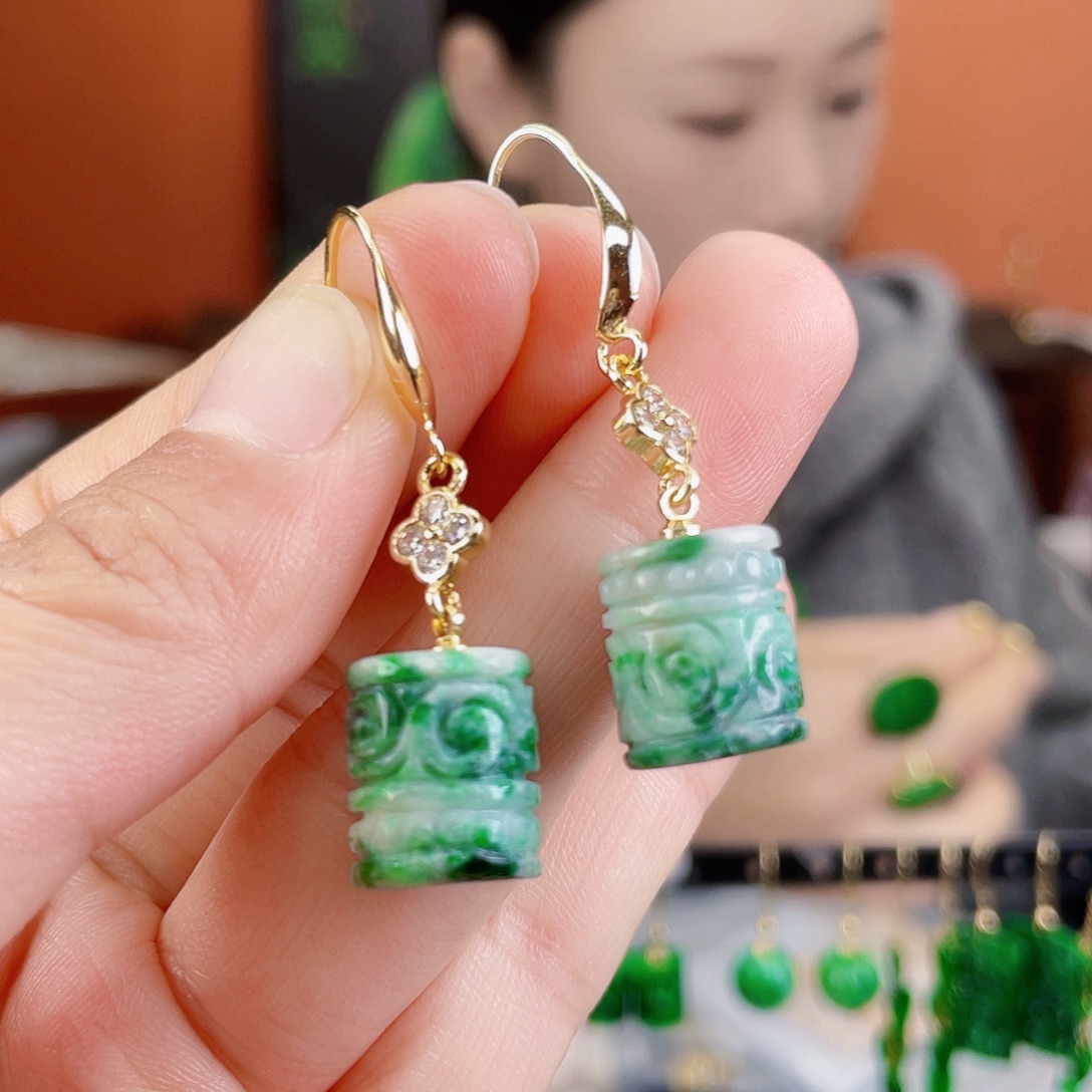 翡翠未镶嵌耳饰饰品