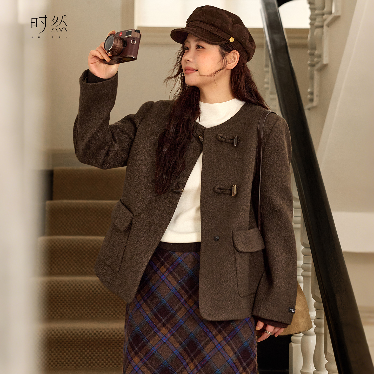 时然【松木与诗】微胖大码女装冬季新款韩系简约百搭大码大衣