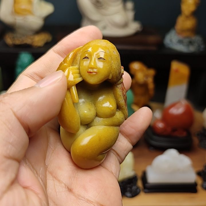 老***水寿山石印石手把件手把件