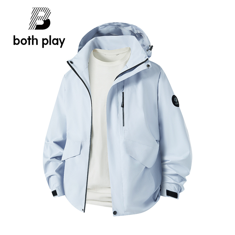BOTH PLAY冲锋衣夹克男女2025春秋新款三合一登山服情侣防风外套