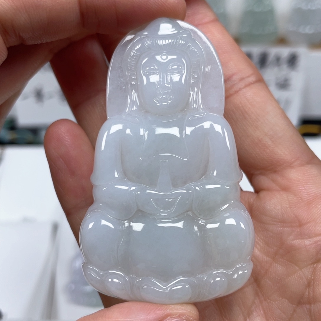 翡翠颈饰未镶嵌天然翡翠A货观音88号