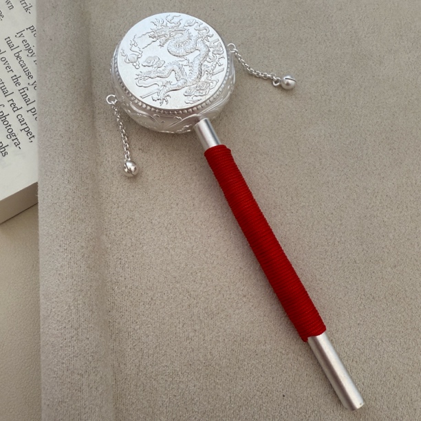 足银银制品 足银拨浪鼓满月礼新年礼物