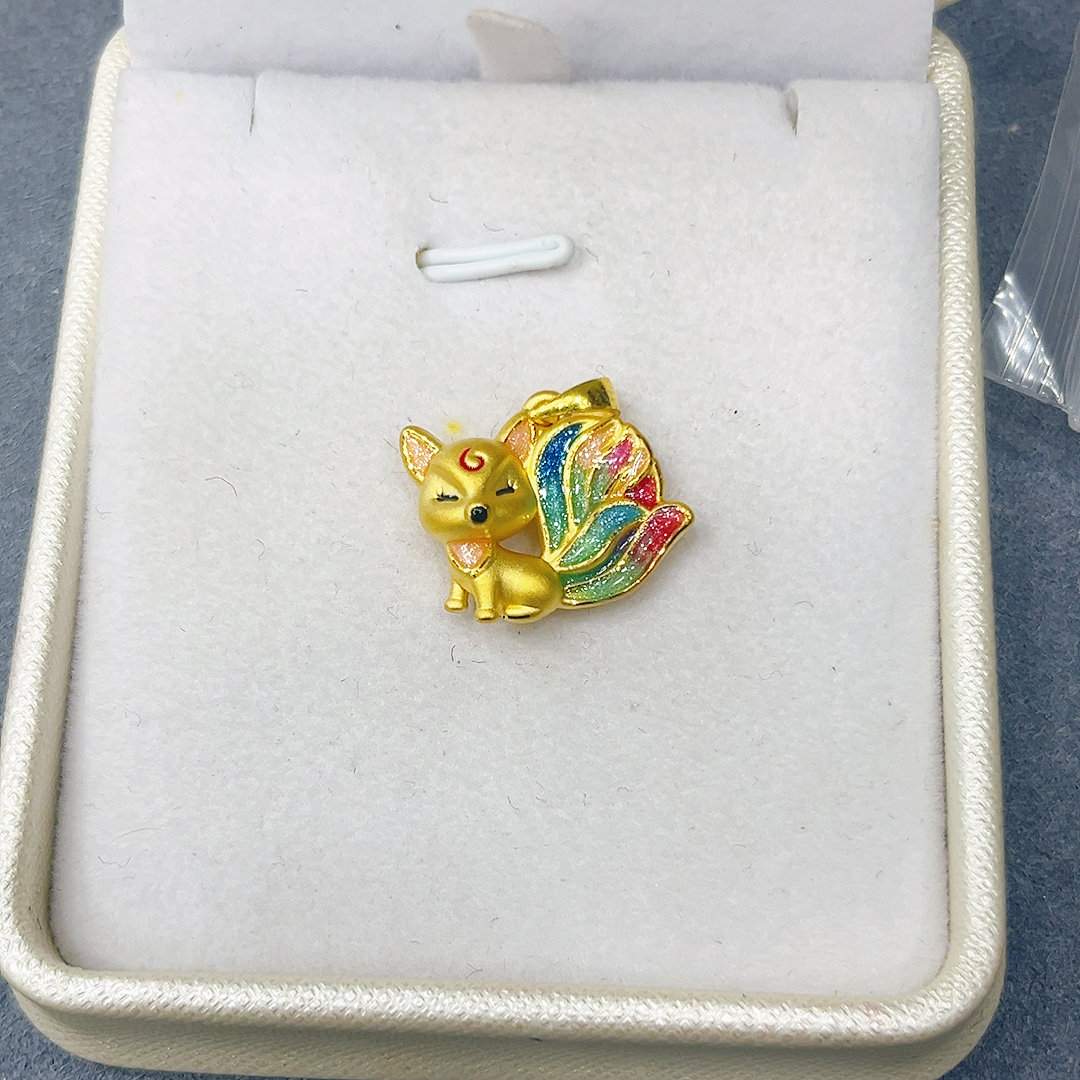 足金999狐狸吊坠