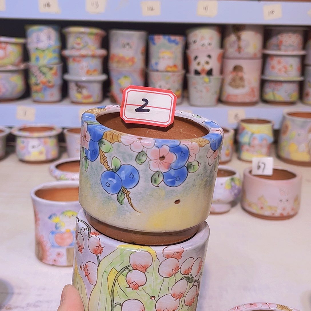 罐花盆多肉植物粗陶手绘花盆2