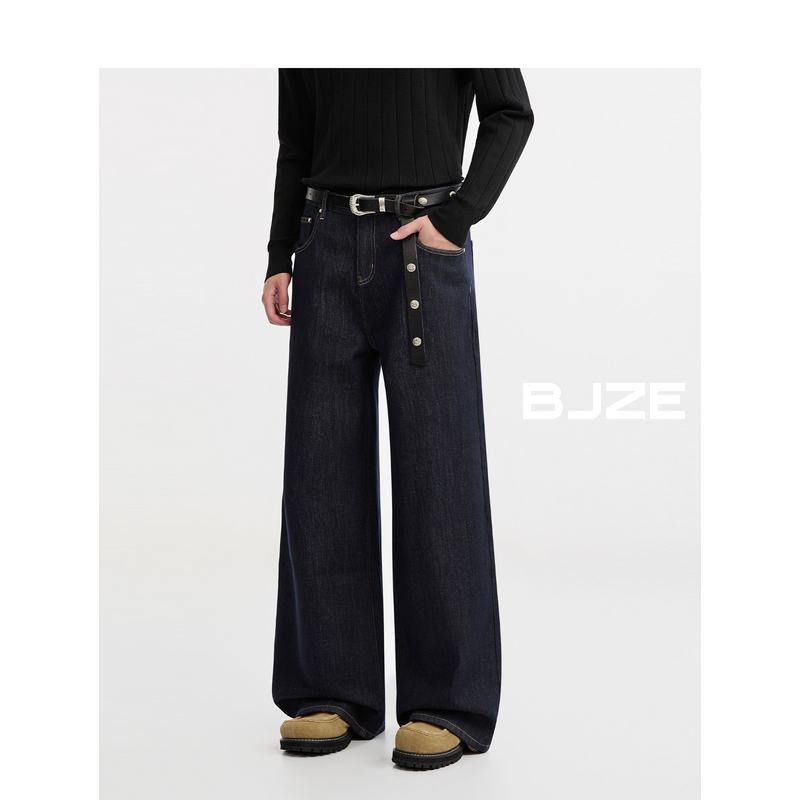 伯爵卓尔2025秋季水洗牛仔裤男生通勤舒适直筒微阔腿长裤I531076