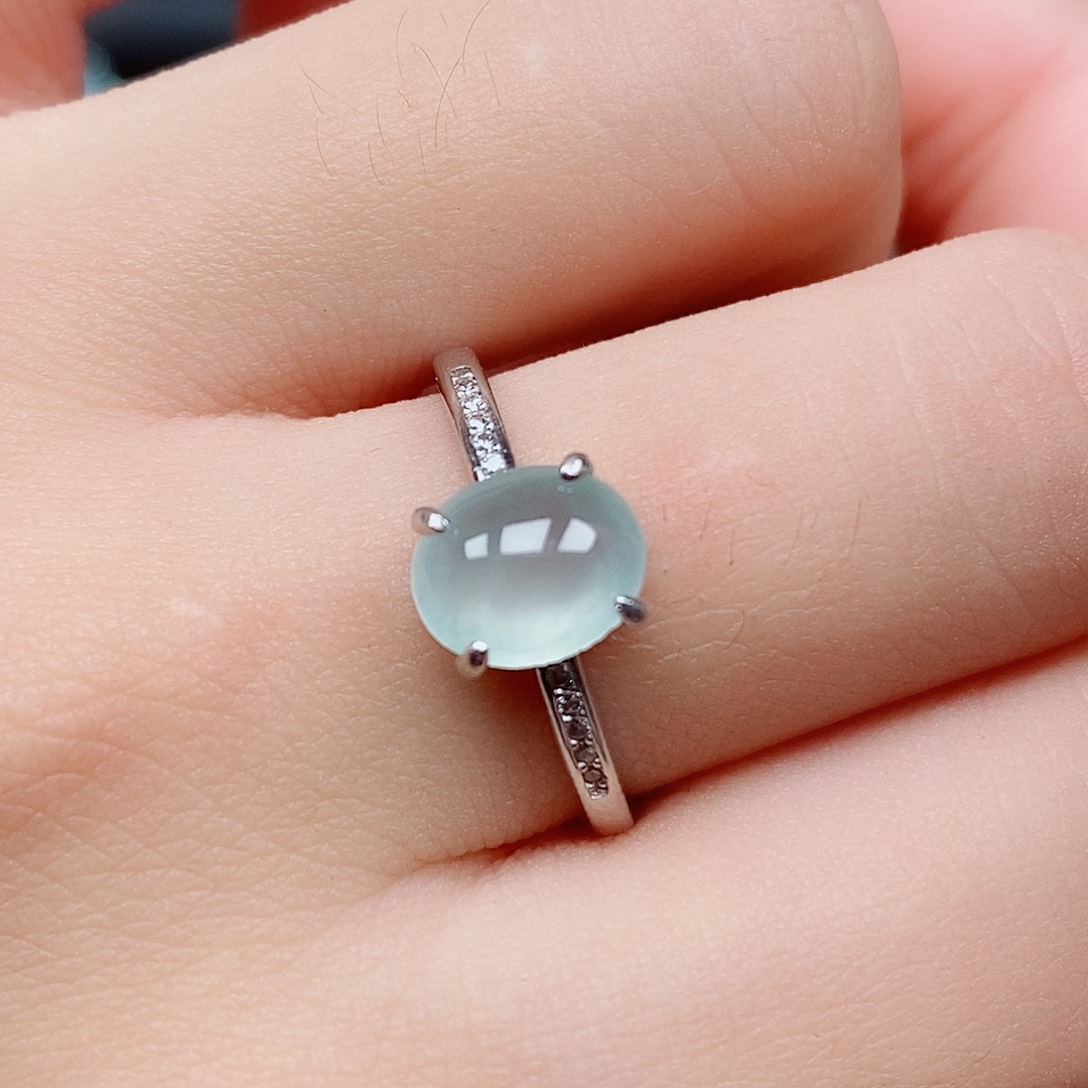 翡翠戒指银S925镶嵌戒指