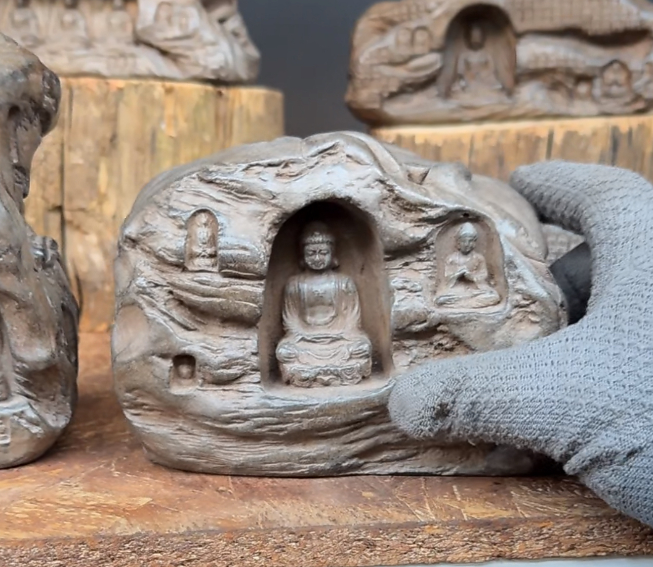 高端复古摩崖石窟摆件