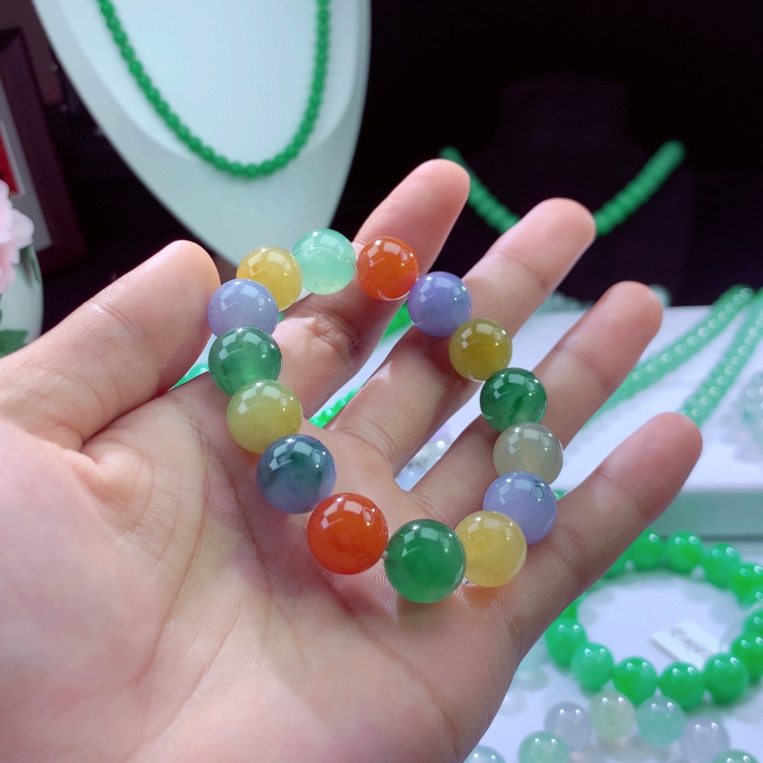 翡翠手链未镶嵌天然缅甸翡翠