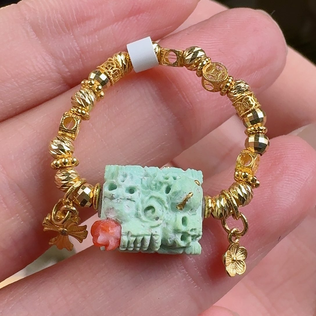 绿松石珠宝奇石18K金镶嵌