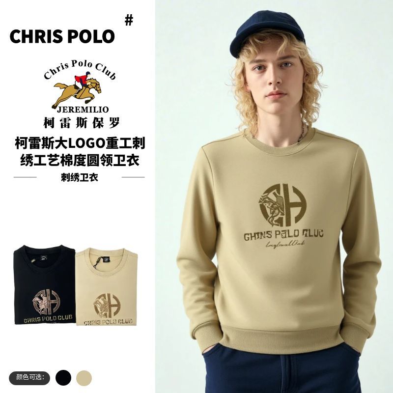 【刺绣卫衣】柯雷斯保罗5985大LOGO重工刺绣工艺棉度圆领卫衣