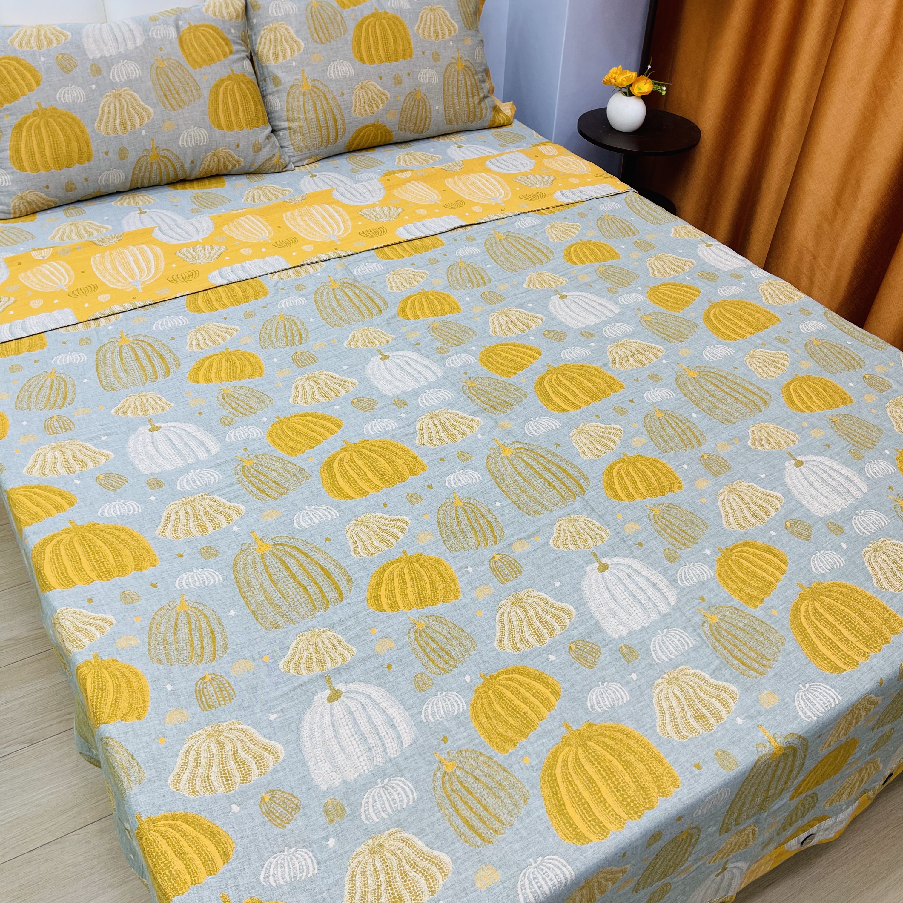 福贵南瓜--轻奢复古高端亲肤棉四件套（纽扣）-7