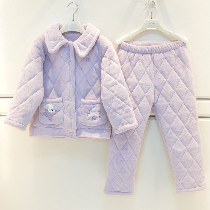 妈咪印象儿童睡衣冬季女童亲肤绒三层加厚夹棉童装家居服51913