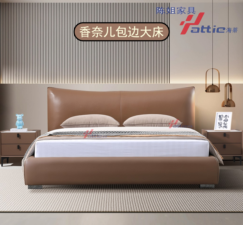 【大香风】头层牛皮皮艺床极简意式主卧大床奶油法式简约现代大平层