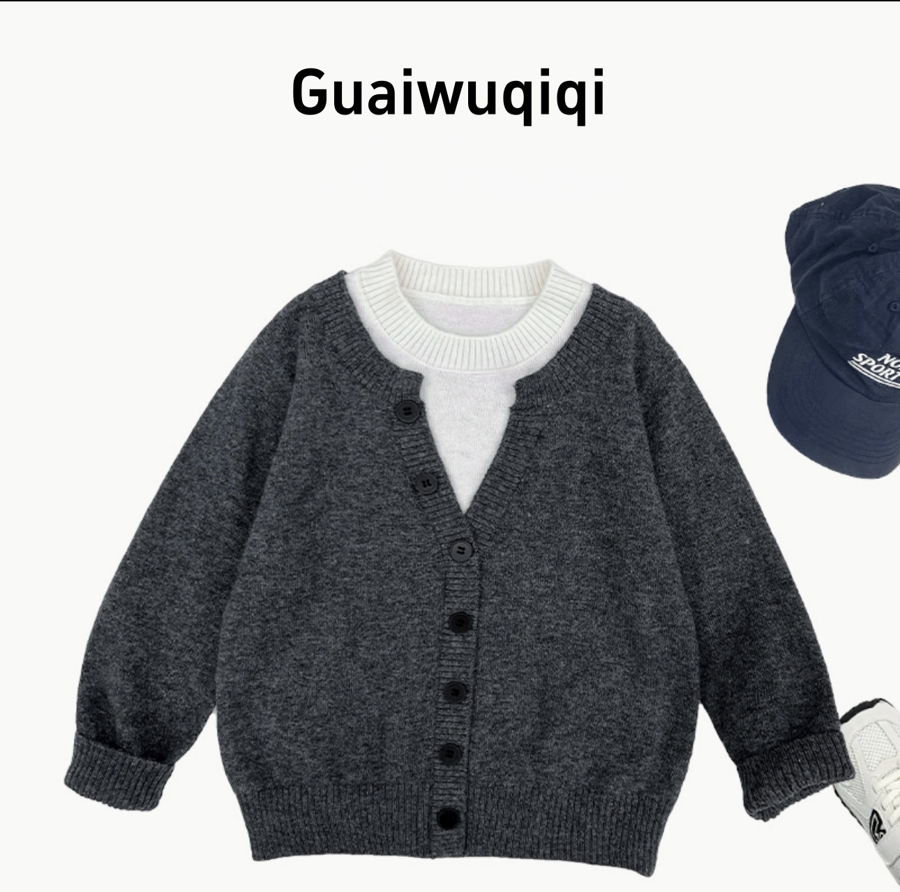 儿童秋季套头假两件设计款针织毛衣男女童韩版洋气打底衫简约