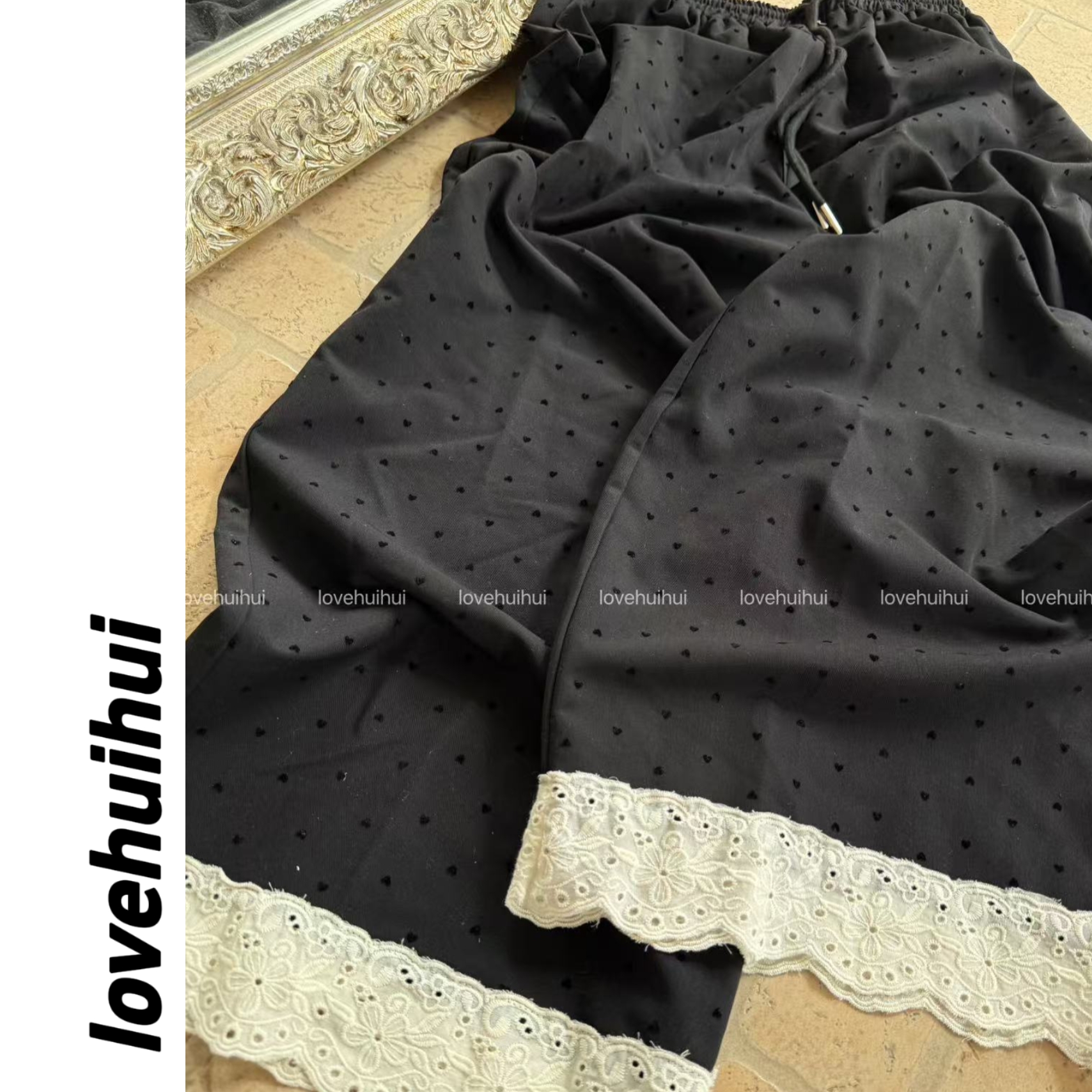 lovehuihui《love》黑白撞色清凉长裤