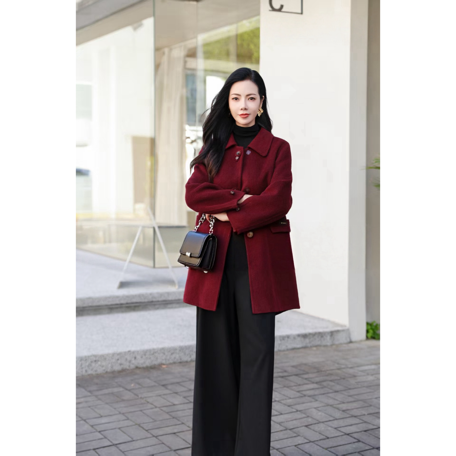 蒂薇娅【高档双面羊绒系列】8630冬季新款时尚气质百搭双面羊绒外套