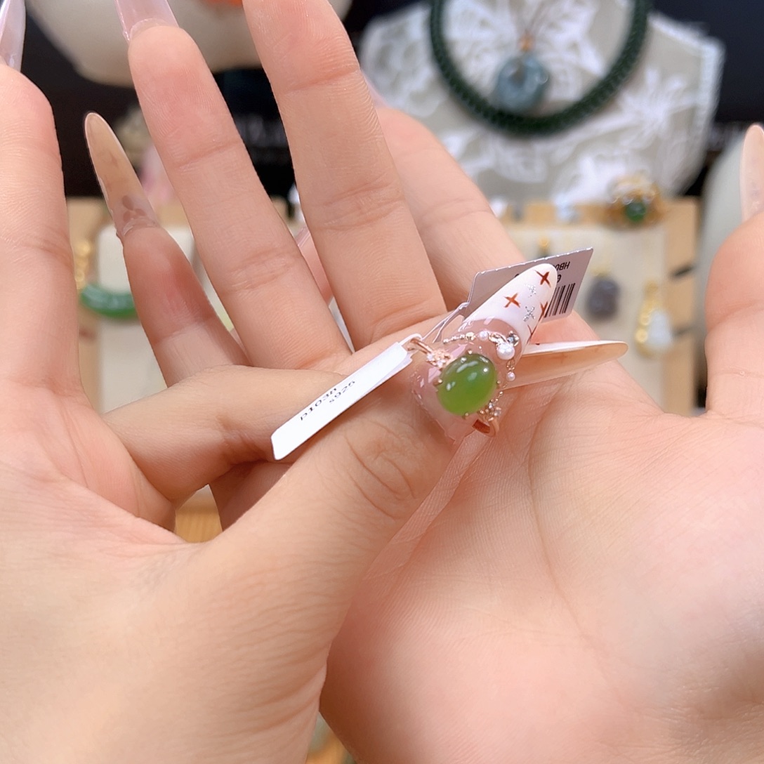 和田玉银S925镶嵌戒指sj