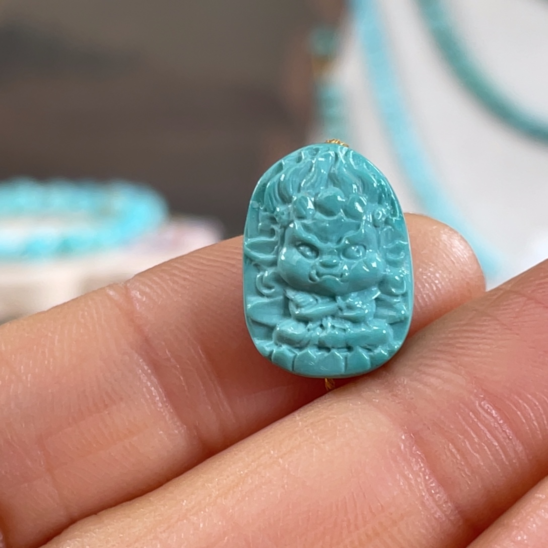 绿松石未镶嵌套链高瓷大黑天