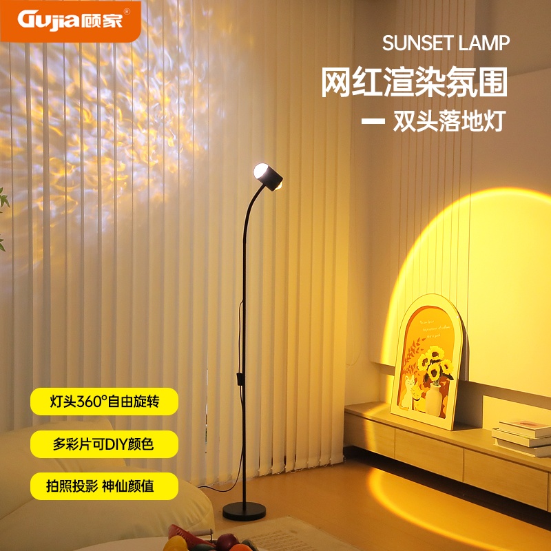 顾家水波纹氛围灯网红高级感双头落地直播间背景美容院卧室落日灯