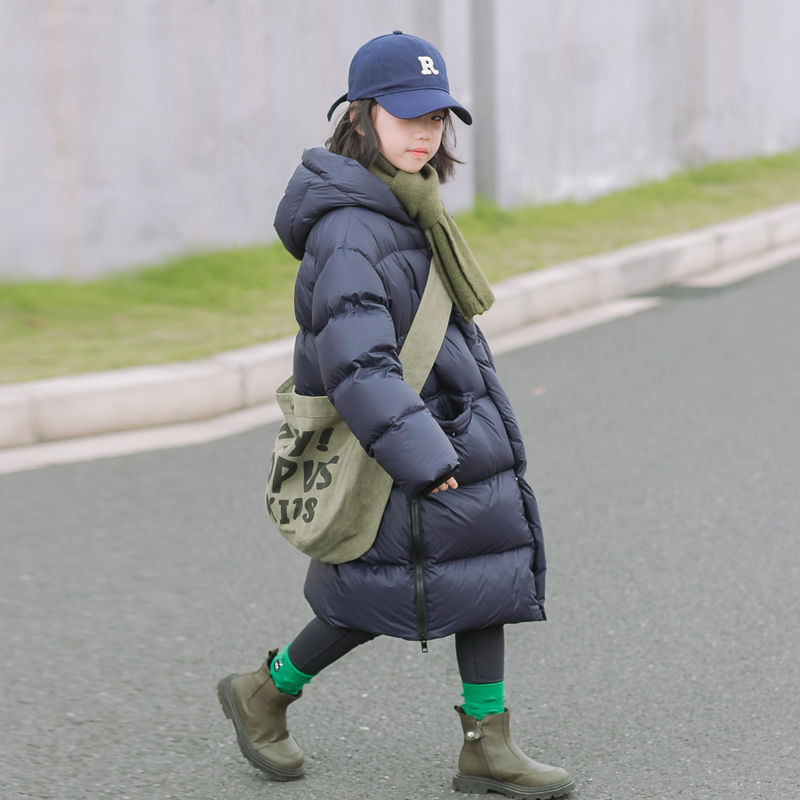 鹅小宝童装2025新款冬男女童亲子装95鹅绒服加厚中长款儿童羽绒服