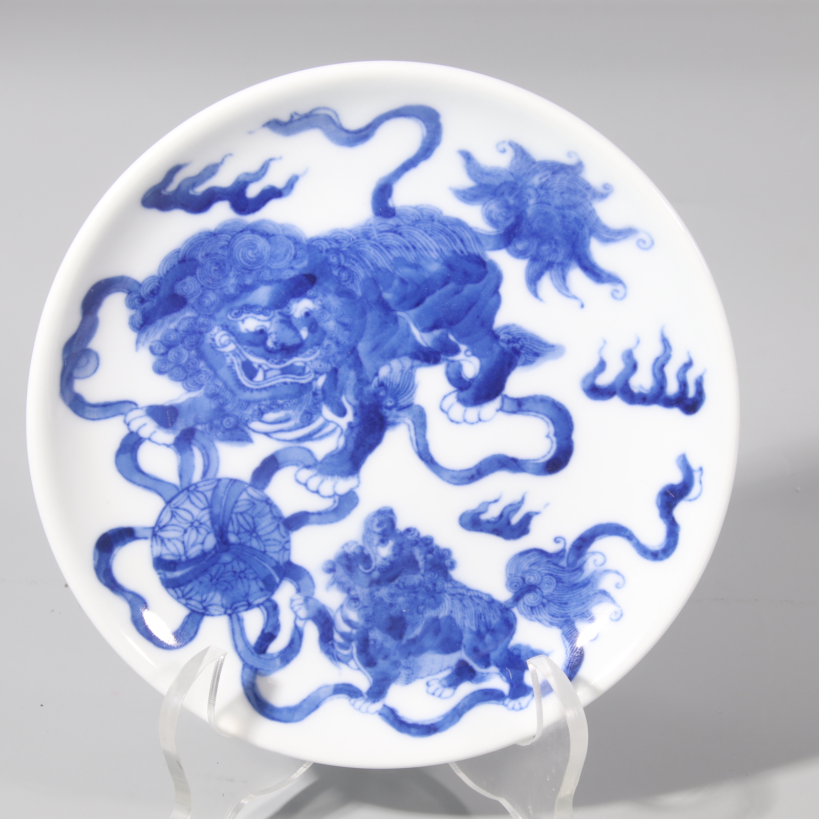 青花太狮少狮盘   H401-316