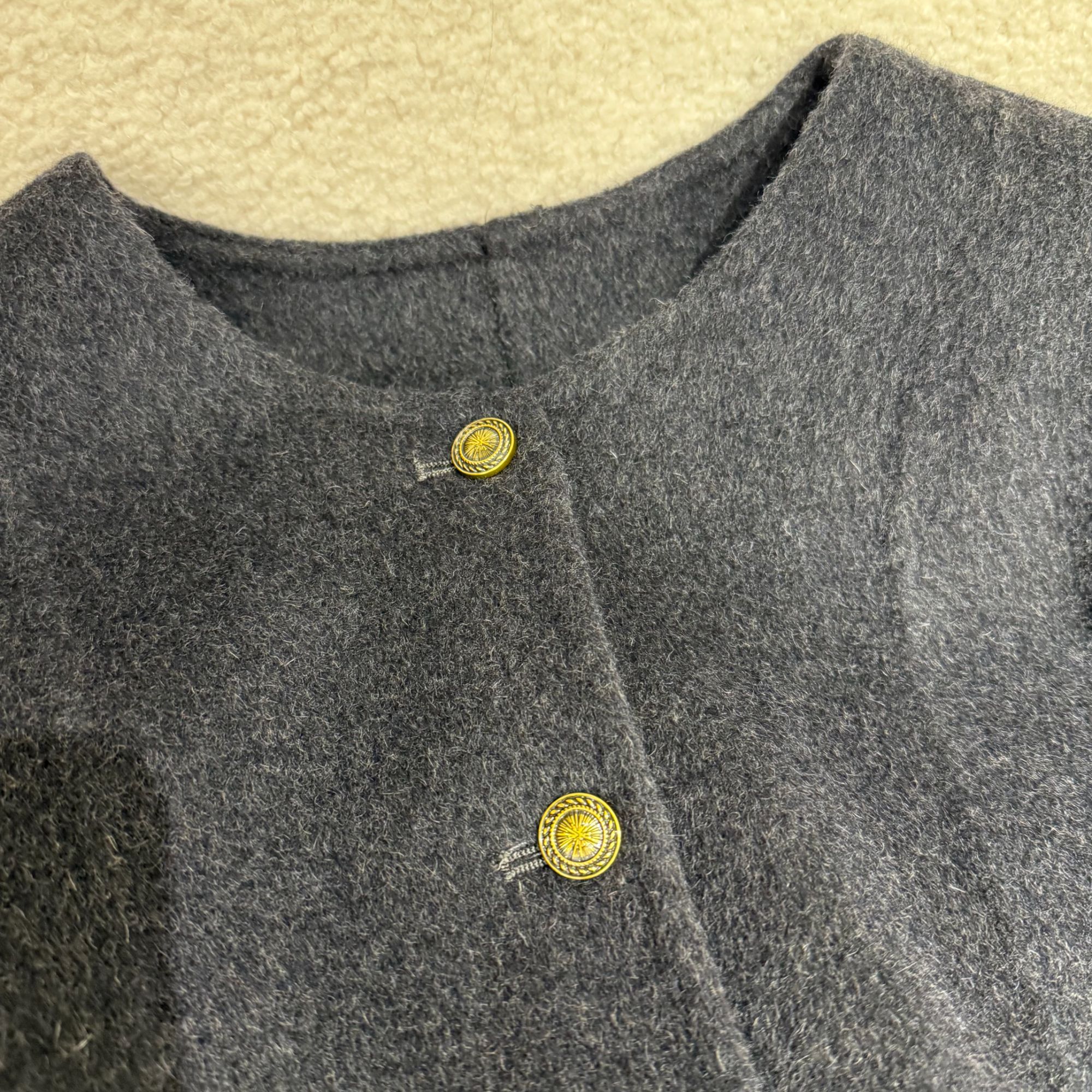 jj圆领正肩直下摆短款秋冬薄款毛呢外套上衣时尚灰色长袖