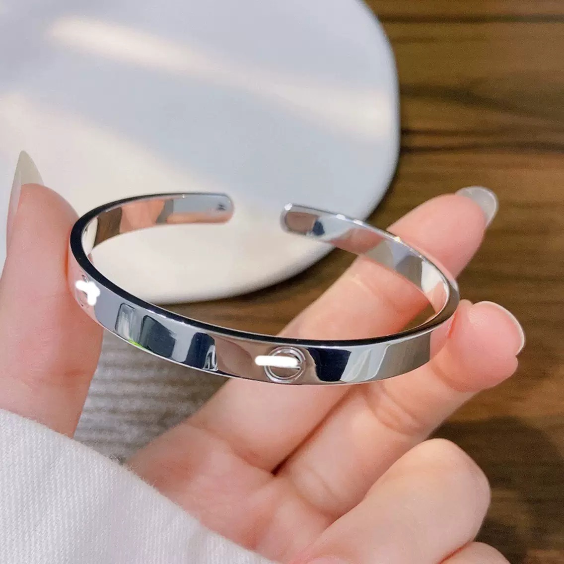 足银手镯 光面卡家手镯【S-1081】