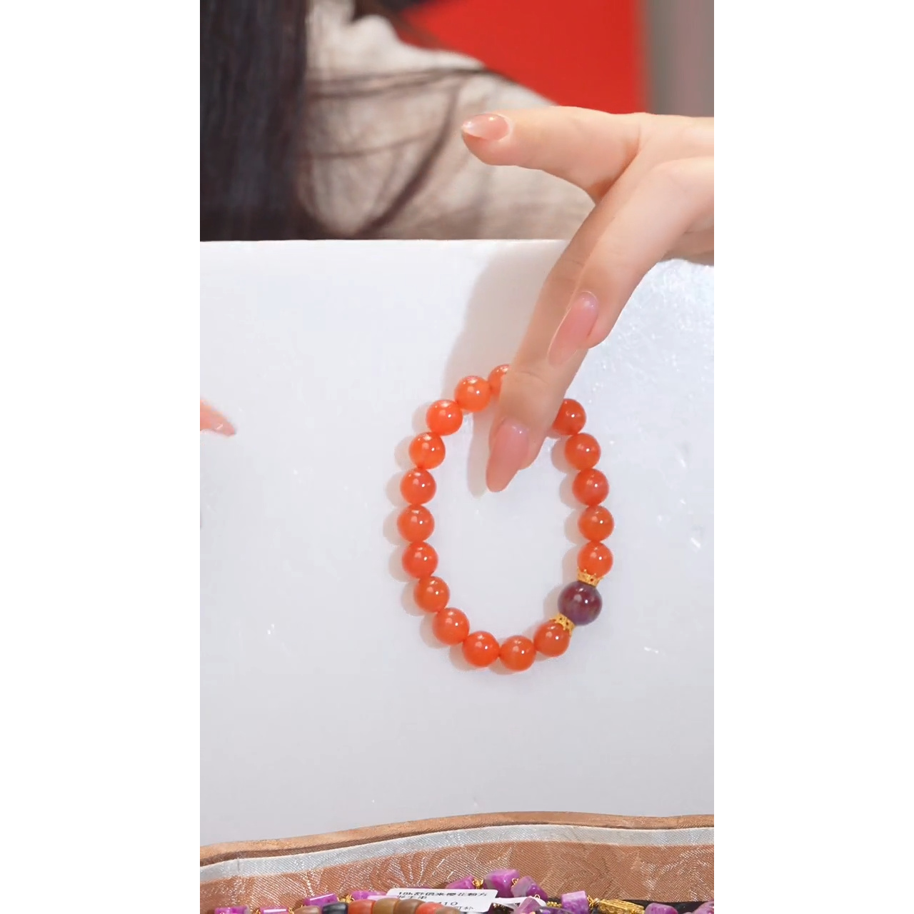 南红玛瑙手串18K金镶嵌多样性发 卡9 @@A79234