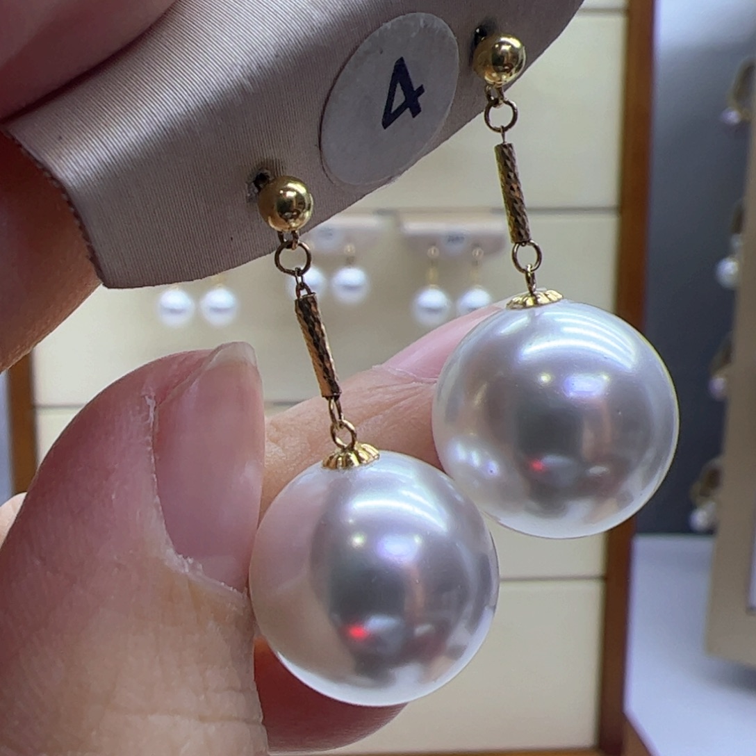 淡水珍珠耳饰18K金镶嵌