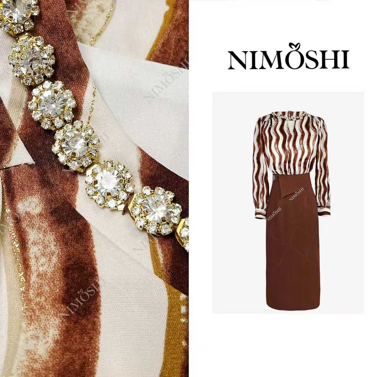 NIMOSHI【倩倩】秋季新款轻奢重工拼接设计气质减龄显瘦连衣裙Q2391