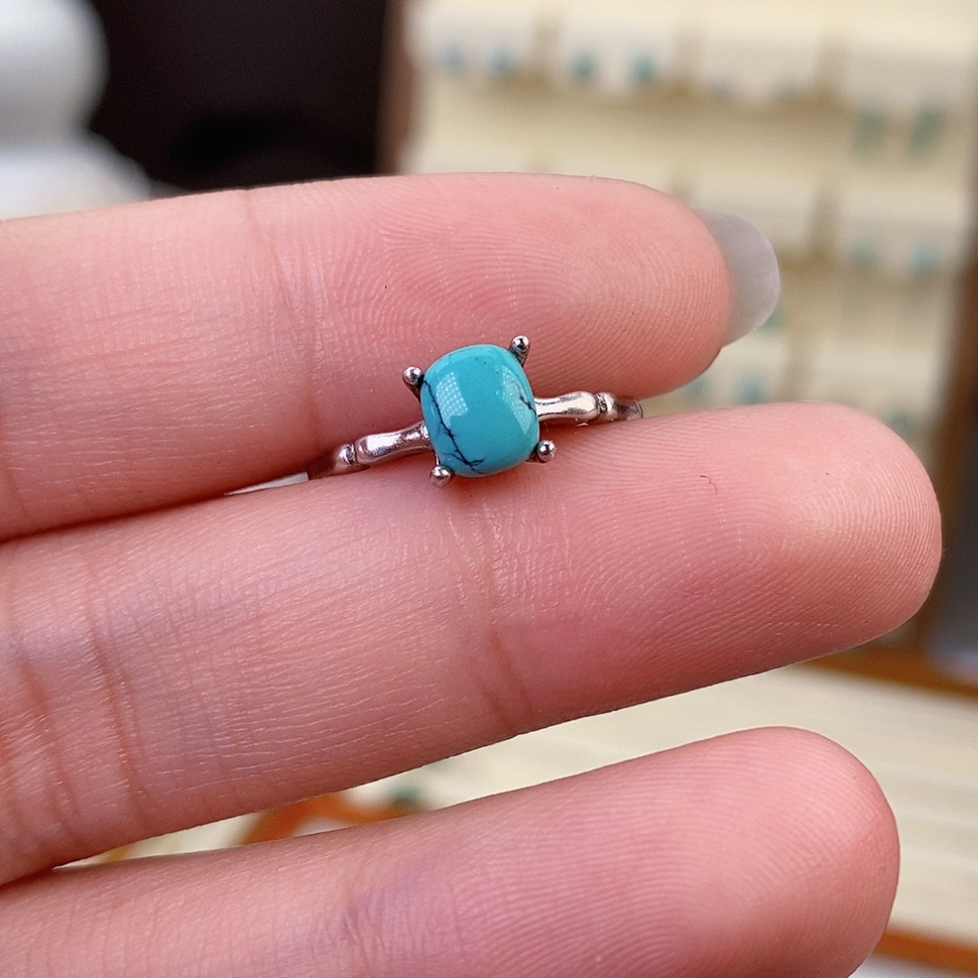 绿松石戒指银S925镶嵌