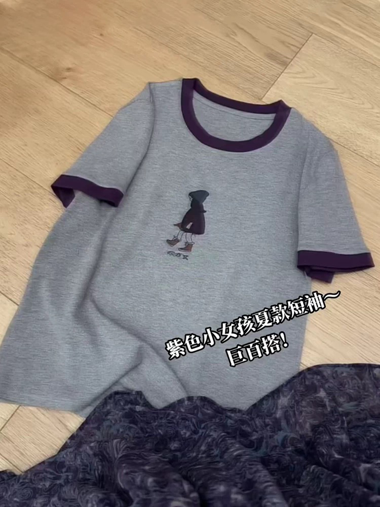 紫色女孩 ~ 超软夏季新款短袖