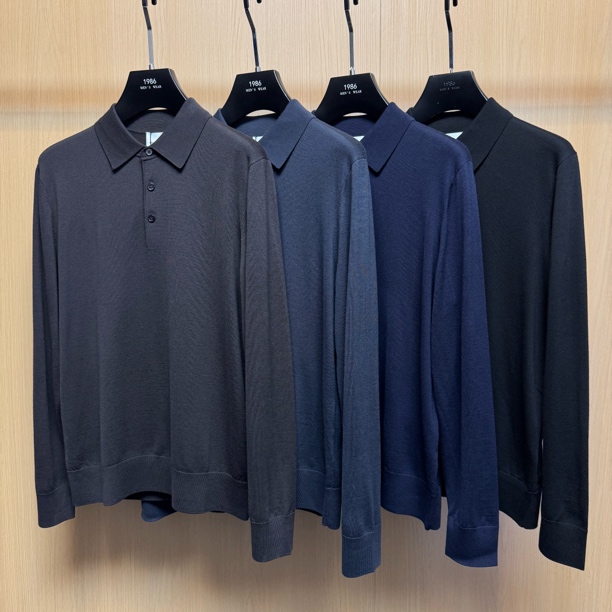 【爵派尔绵羊毛polo长袖】男士早秋kf625百搭舒适翻领精细羊毛衫