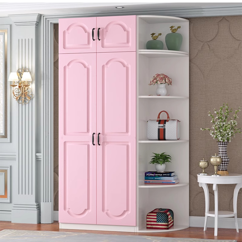儿童衣柜实木质家用卧室宝宝两门粉色衣橱组装男孩宿舍女孩经济型