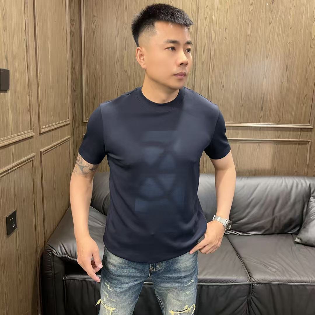 25秋冬6110男士暗花短袖基础大众圆领青年T恤上衣男装半袖休闲
