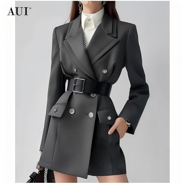 【粉丝专享】AUI灰色廓形修身西装外套气质宽松西服XX-24W045439