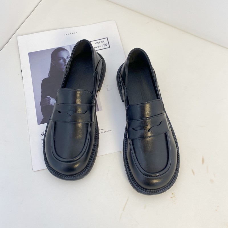 春季软底乐福鞋女2025年新款英伦风黑色小皮鞋一脚蹬工作平底单鞋