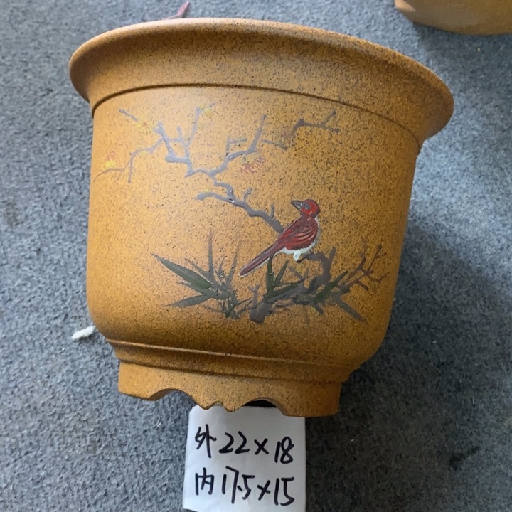 紫砂花盆  新品福利 柴烧精品彩绘金钟