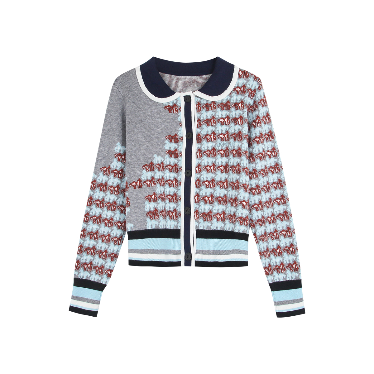 【小莹】秋季新款设计感撞色减龄针织衫59030