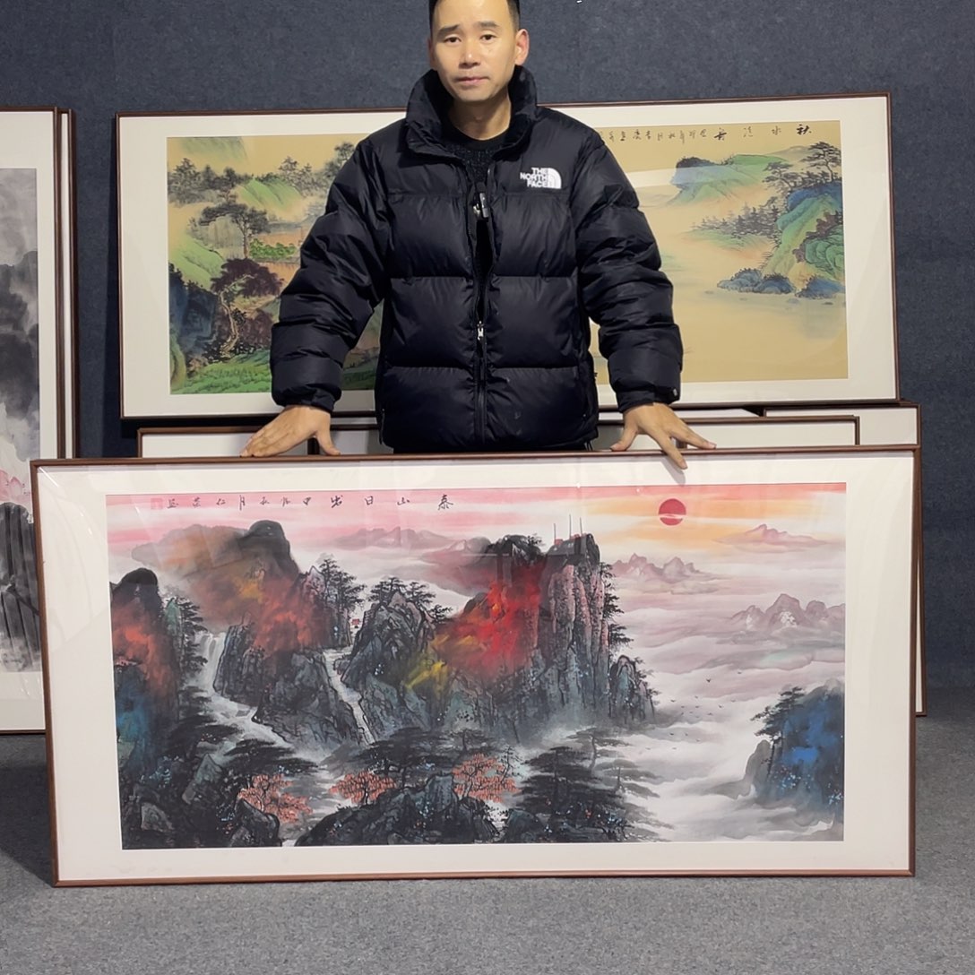 国画手绘画作品带框发货