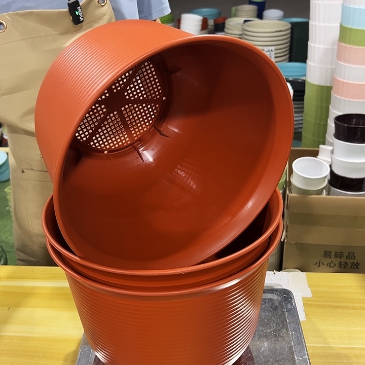 矮陶口30高21陶红带托3个