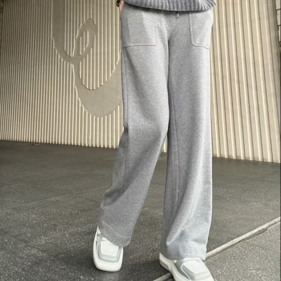 AMASS/阿玛施冬季雅丹风舒适时尚百搭休闲松紧直筒裤女/5100386 