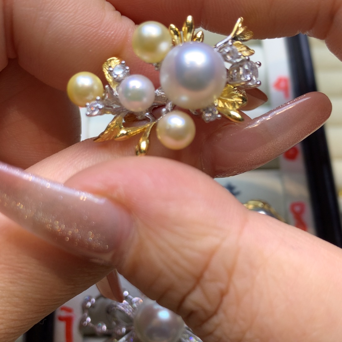 银S925镶嵌戒指海水珍珠